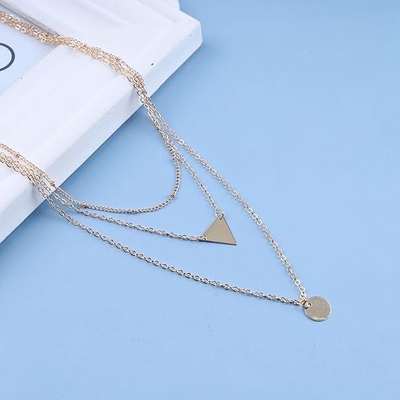 Gold-Tone Layered Geometric Necklace - Picture 3 of 5